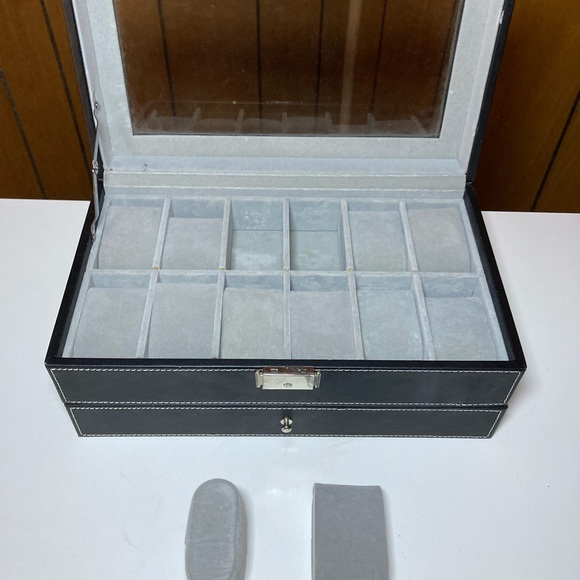 SONGMICS 12-Slot Watch Box, Lockable Watch Case with Glass Lid - Picture 2 of 4